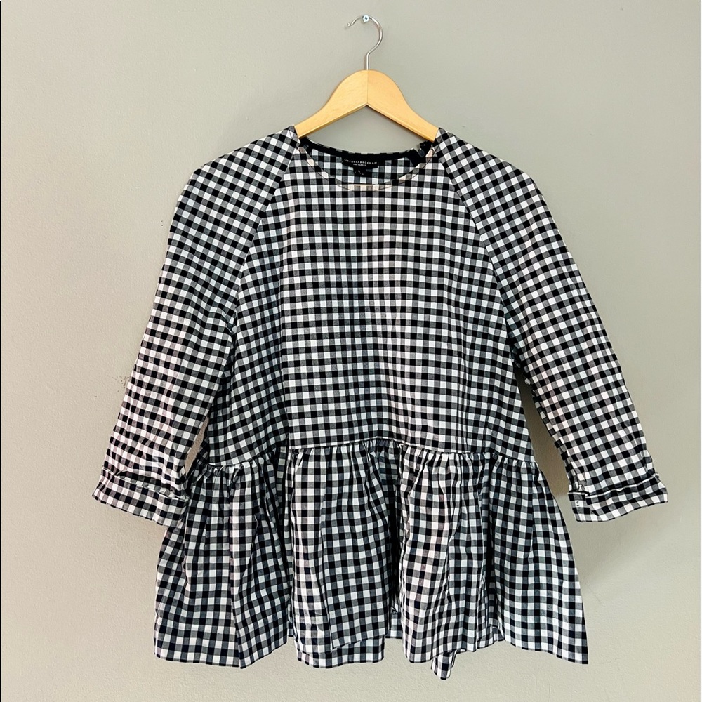 Victoria Beckham Gingham Peplum Top.